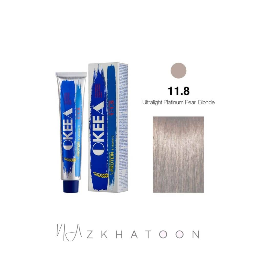 رنگ مو 100میل اکیا OKEEA سری PEARL شماره 11/8 مرواریدی پلاتینی