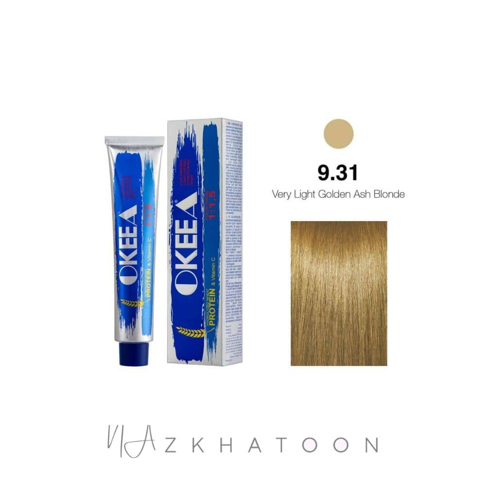 رنگ مو 100میل اکیا OKEEA سری BEIGE شماره 9/31 بلوند بژ خیلی روشن (شنی)