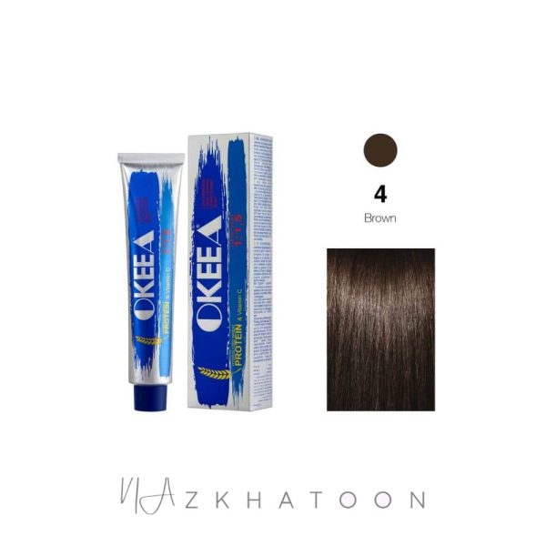 رنگ مو 100میل اکیا OKEEA سری NATURAL شماره 4 قهوه ای طبیعی