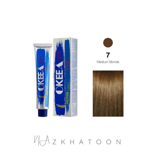 رنگ مو 100میل اکیا OKEEA سری NATURAL شماره 7 بلوند طبیعی