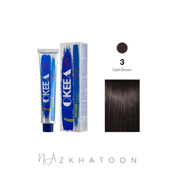 رنگ مو 100میل اکیا OKEEA سری NATURAL شماره 3 قهوه ای تیره طبیعی