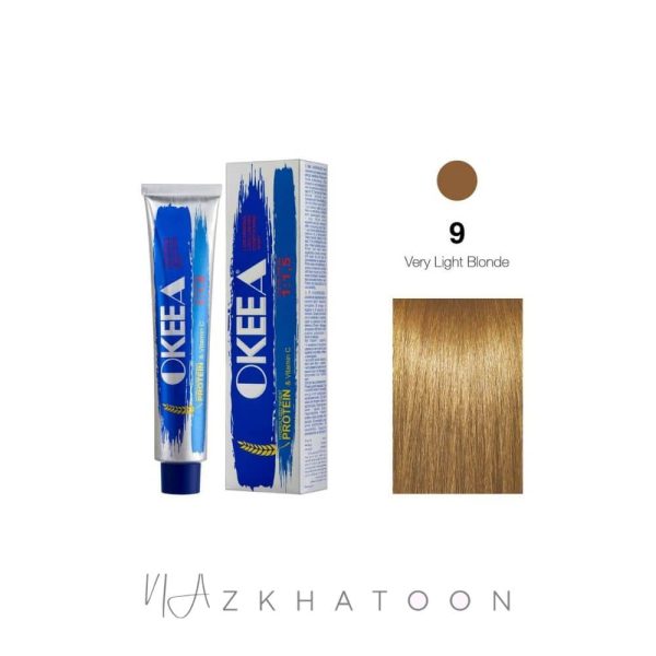 رنگ مو 100میل اکیا OKEEA سری NATURAL شماره 9 بلوند خیلی روشن طبیعی