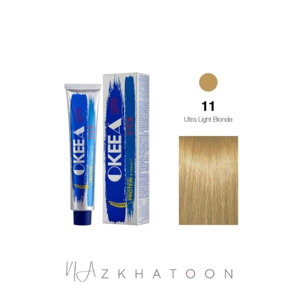 رنگ مو 100میل اکیا OKEEA سری NATURAL شماره 11 بلوند فوق العاده روشن طبیعی