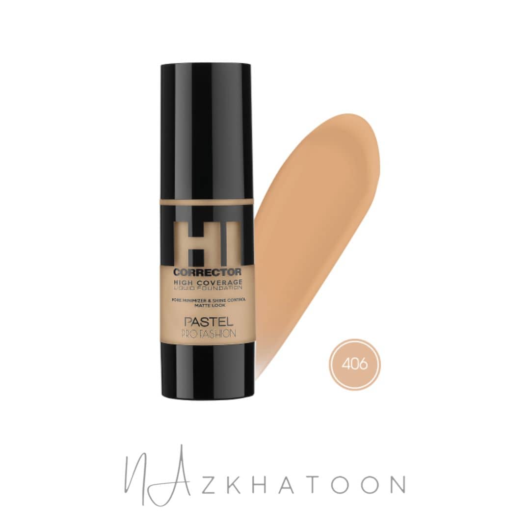 کرم پودر پوشانندگی بالا پاستل شماره 406 | Pastel High Coverage Liquid Foundation