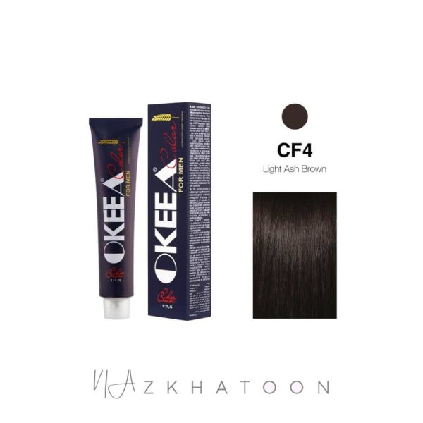 رنگ مو مردانه 100میل اکیا OKEEA سری FOR MEN شماره CF4 قهوه ای خاکستری روشن