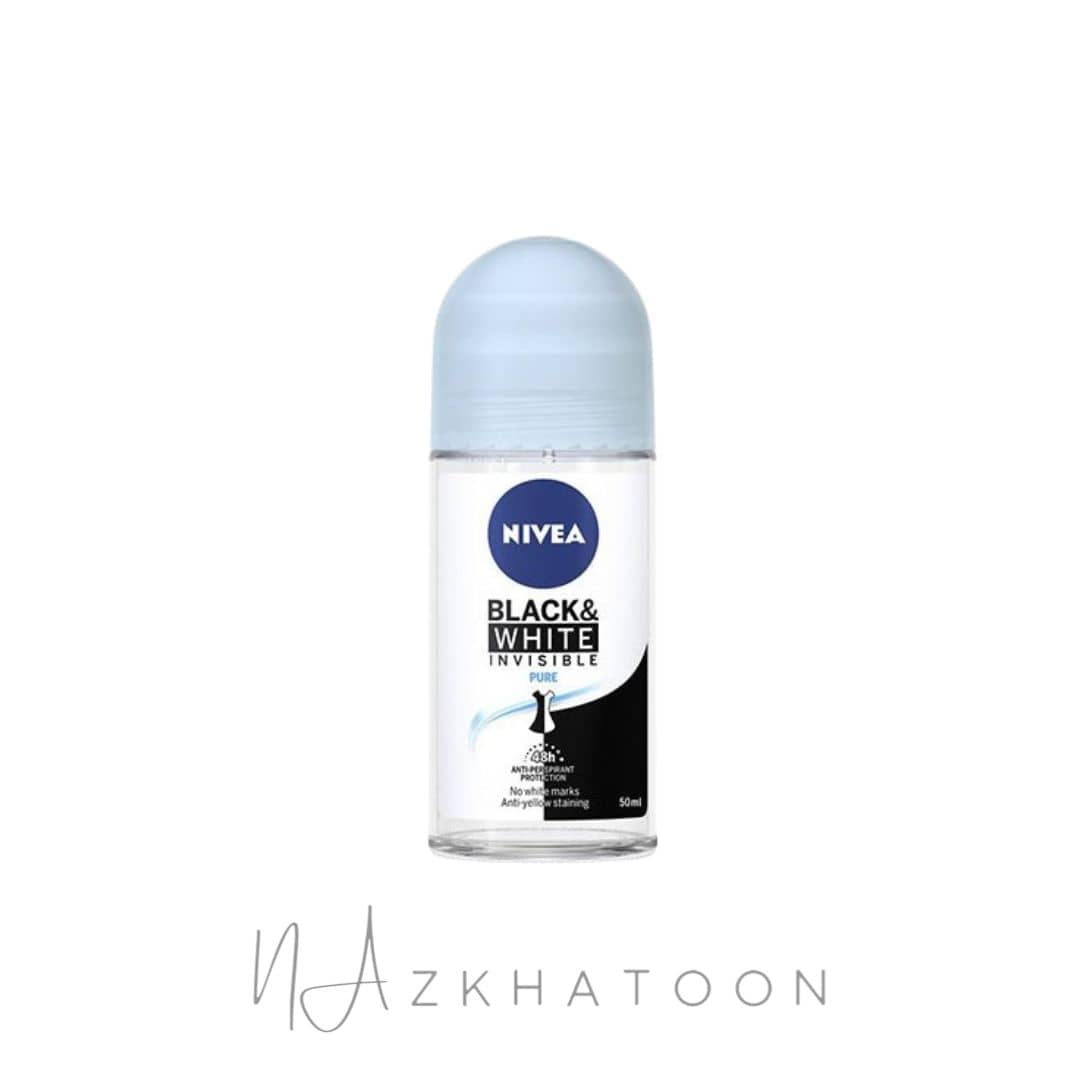 مام رول زنانه نیوا مدل بلک اند وایت پیور NIVEA BLACK & WHITE Roll-On Deodorant (2) (1) مام رول زنانه نیوا مدل بلک اند وایت پیور | NIVEA BLACK & WHITE Roll-On Deodorant - Image 1