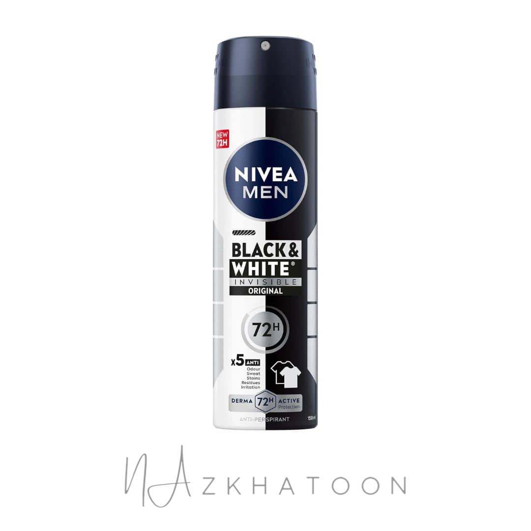NIVEA MEN Black & White Invisible Original A (1) اسپری ضدتعریق مردانه بلک اند وایت اینویزیبل اورجینال نیوآ | NIVEA MEN Black & White Invisible Original Antiperspirant Spray - Image 1