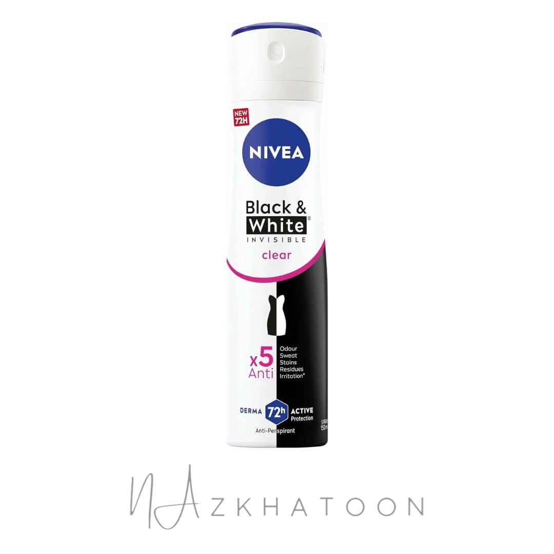 NIVEA Original Black and White Invisible Clear A (1) اسپری ضدتعریق زنانه بلک اند وایت اینویزیبل کلیر نیوآ - Image 1