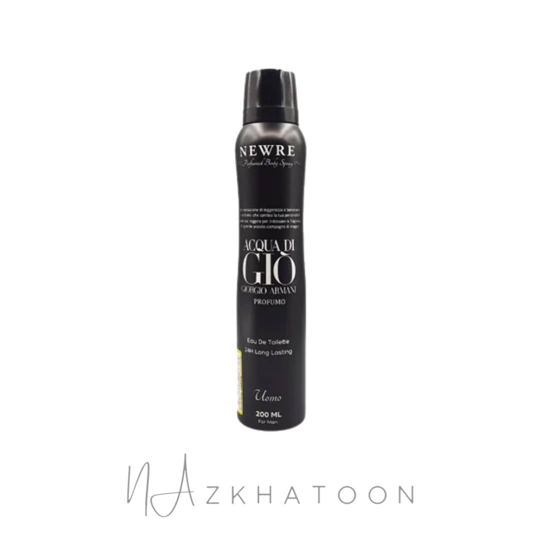 اسپری نیوره جیو (1) اسپری بدن مردانه نیوره آکوا دی جیو | NEWRE ACQUA DI GIO Body Spray - Image 1