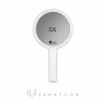 آینه آرایشی گرد دسته‌دار دوطرفه وین مدل M100 با بزرگنمایی ۵ برابر | WIAN M100 Hand Mirror 5X