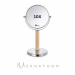 آینه آرایشی گرد رومیزی وین مدل M225 پایه چوبی با بزرگنمایی 10 برابر | WIAN Cosmetics M225 10X