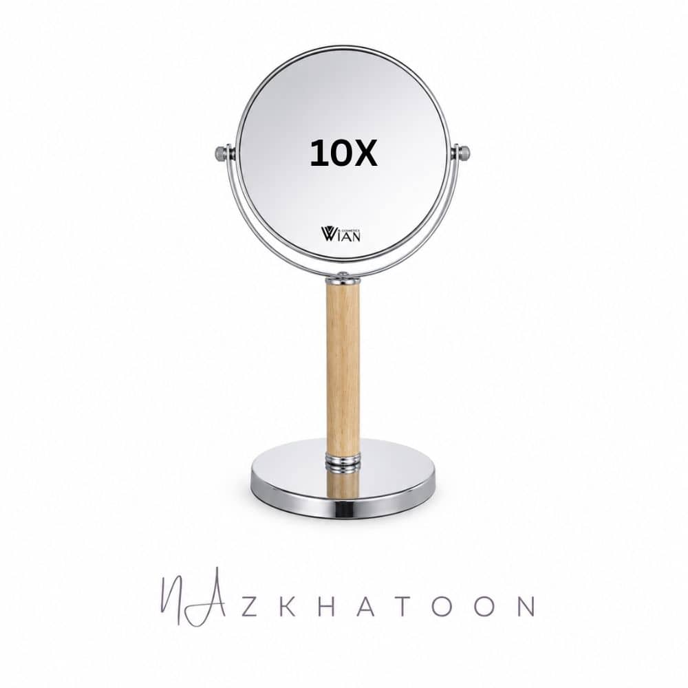 WIAN M225.1 آینه آرایشی گرد رومیزی وین مدل M225 پایه چوبی با بزرگنمایی 10 برابر | WIAN Cosmetics M225 10X - Image 1